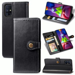 For Samsung Galaxy M51 Retro Solid Color Leather Buckle Phone Case with Lanyard & Photo Frame & Card Slot & Wallet & Stand Function(Black) (OEM)