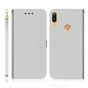 For Huawei Y6 (2019) Imitated Mirror Surface Horizontal Flip Leather Case with Holder & Card Slots & Wallet & Lanyard(Silver) (OEM)