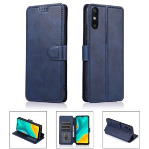 For Huawei Enjoy 10e Calf Texture Magnetic Buckle Horizontal Flip Leather Case with Holder & Card Slots & Wallet & Photo Frame(Blue) (OEM)