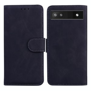 For Google Pixel 6a Skin Feel Pure Color Flip Leather Phone Case(Black) (OEM)