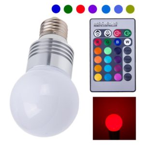 E27 1W RGB LED Lamp, With Remote Controller, AC 220V (OEM)