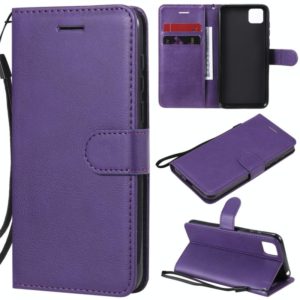 For Huawei Y5p / Honor 9S Solid Color Horizontal Flip Protective Leather Case with Holder & Card Slots & Wallet & Lanyard(Purple) (OEM)