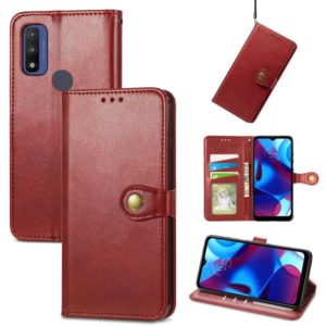 For Motorola Moto G Pure Retro Solid Color Buckle Leather Phone Case(Red) (OEM)