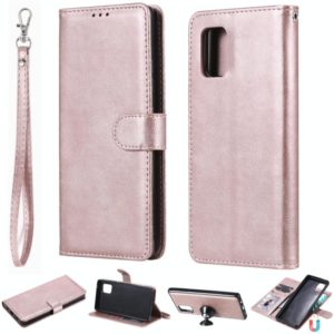 For Samsung Galaxy A71 5G 2 in 1 Solid Color Detachable PU Leather Case with Card Slots & Magnetic Holder & Photo Frame & Wallet & Strap(Rose Gold) (OEM)