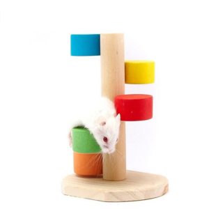Pet Natural Wood Hamster Colorful Scaling Step Ladder Platform Toy for Small Pets (OEM)