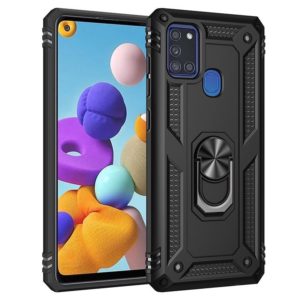 For Samsung Galaxy A21s Shockproof TPU + PC Protective Case with 360 Degree Rotating Holder(Black) (OEM)