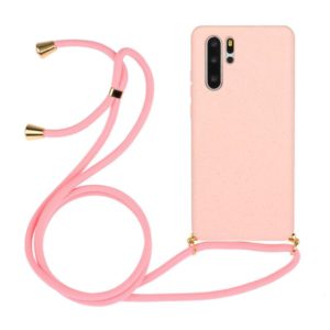 For Huawei P30 Pro Wheat Straw Material + TPU Protective Case with Lanyard(Pink) (OEM)