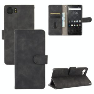 For BlackBerry Keyone Solid Color Skin Feel Magnetic Buckle Horizontal Flip Calf Texture PU Leather Case with Holder & Card Slots & Wallet(Black) (OEM)