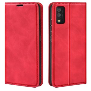 For TCL 30T Retro-skin Magnetic Suction Leather Phone Case(Red) (OEM)