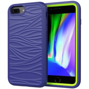 For iPhone SE 2022 / SE 2020 Wave Pattern 3 in 1 Silicone+PC Shockproof Protective Case(Navy+Olivine) (OEM)