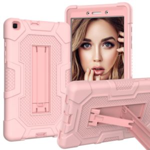 For Samsung Galaxy Tab A 8.0 (2019) / T290 Contrast Color Robot Shockproof Silicone + PC Protective Case with Holder(Rose Gold) (OEM)