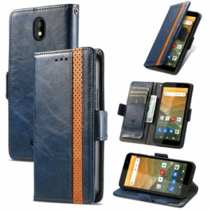 For Vodafone Smart E11 CaseNeo Splicing Dual Magnetic Buckle Leather Case with Holder & Card Slots & Wallet(Blue) (OEM)
