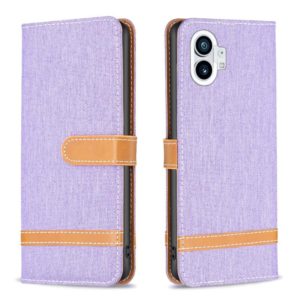 For Nothing Phone 1 Color Matching Denim Texture Leather Phone Case(Purple) (OEM)