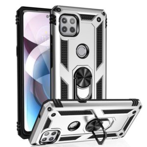 For Motorola Moto One 5G Ace Shockproof TPU + PC Protective Case with 360 Degree Rotating Holder(Silver) (OEM)