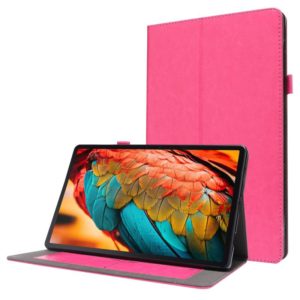 For Lenovo Tab P11 PU Leather Two Fold Bracket Style Flat Anti Falling Cover Protective Shell With Business Card Holder(RoseRed) (OEM)