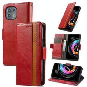 For Motorola Edge 20 Lite CaseNeo Business Splicing Dual Magnetic Buckle Horizontal Flip PU Leather Case with Holder & Card Slots & Wallet(Red) (OEM)
