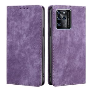 For ZTE Blabe V30 RFID Anti-theft Brush Magnetic Leather Phone Case(Purple) (OEM)