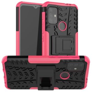 For Motorola Moto G30 Tire Texture Shockproof TPU+PC Protective Case with Holder(Pink) (OEM)