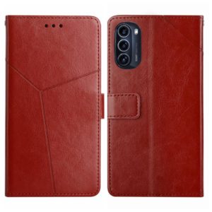 For Motorola Moto G52J 5G Y Stitching Horizontal Flip Leather Phone Case(Brown) (OEM)
