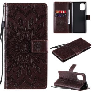 For OnePlus 8T Sun Embossing Pattern Horizontal Flip Leather Case with Card Slot & Holder & Wallet & Lanyard(Brown) (OEM)