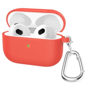 Thicken Silicone Round Bottom Earphone Protective Case with Hook For AirPods 3(Red) (OEM)