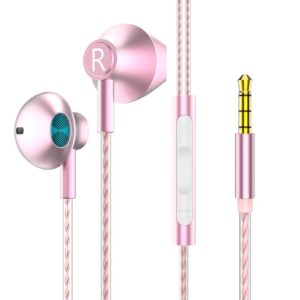 TS5000 3.5mm Metal Subwoofer Wired Earphone(Pink) (OEM)