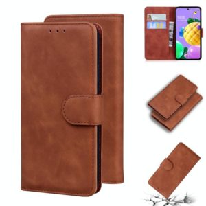For LG K52 / K62 / Q52 Skin Feel Pure Color Flip Leather Phone Case(Brown) (OEM)