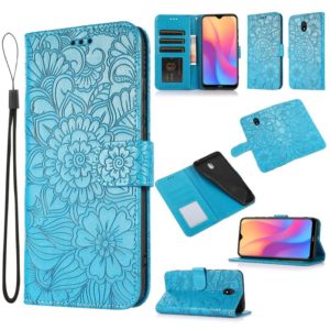 For Xiaomi Redmi 8A Skin Feel Embossed Sunflower Horizontal Flip Leather Case with Holder & Card Slots & Wallet & Lanyard(Blue) (OEM)