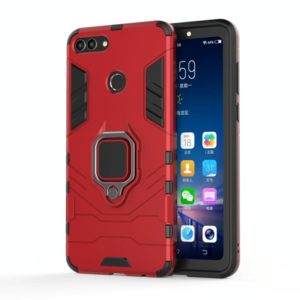 PC + TPU Shockproof Protective Case for Huawei Y9 2018, with Magnetic Ring Holder (Red) (OEM)