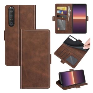 For Sony Xperia 1 III Dual-side Magnetic Buckle Horizontal Flip Leather Case with Holder & Card Slots & Wallet(Brown) (OEM)
