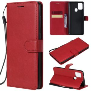 For Samsung Galaxy A21s Solid Color Horizontal Flip Protective Leather Case with Holder & Card Slots & Wallet & Photo Frame & Lanyard(Red) (OEM)