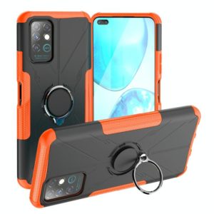 For Infinix Note 8 Armor Bear Shockproof PC + TPU Protective Case with Ring Holder(Orange) (OEM)
