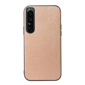 For Sony Xperia 1 IV Wood Texture PU Phone Case(Gold) (OEM)