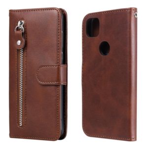 For Google Pixel 4a 4G Fashion Calf Texture Zipper Horizontal Flip Leather Case with Holder & Card Slots & Wallet(Brown) (OEM)