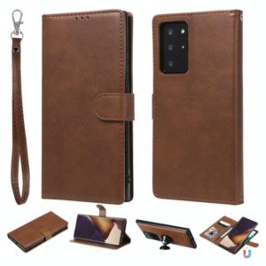 For Samsung Galaxy Note 20 2 in 1 Solid Color Detachable PU Leather Case with Card Slots & Magnetic Holder & Photo Frame & Wallet & Strap(Brown) (OEM)