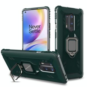For OnePlus 8 Pro Carbon Fiber Protective Case with 360 Degree Rotating Ring Holder(Green) (OEM)
