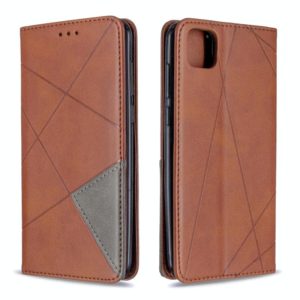 For Huawei Y5P / Honor 9S Rhombus Texture Horizontal Flip Magnetic Leather Case with Holder & Card Slots & Wallet(Brown) (OEM)