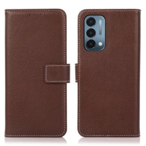 For OnePlus Nord N200 Litchi Texture PU + TPU Horizontal Flip Leather Case with Holder & Card Slots & Wallet(Brown) (OEM)
