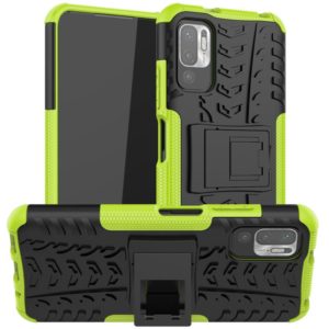 For Xiaomi Redmi Note 10 5G Tire Texture Shockproof TPU+PC Protective Case with Holder(Green) (OEM)