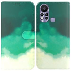 For Infinix Hot 11s X6812 Watercolor Pattern Horizontal Flip Leather Phone Case(Cyan Green) (OEM)