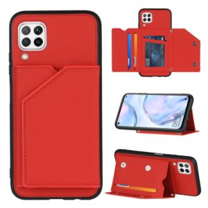 For Huawei P40 Lite & Nova 6 SE Skin Feel PU + TPU + PC Back Cover Shockproof Case with Card Slots & Holder & Photo Frame(Red) (OEM)