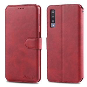 For Galaxy A70 / A7 2019 AZNS Calf Texture Magnetic Horizontal Flip PU Leather Case with Holder & Card Slots & Photo Frame(Red) (AZNS) (OEM)