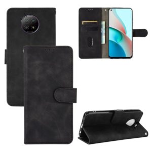 For Xiaomi Redmi Note 9 5G Solid Color Skin Feel Magnetic Buckle Horizontal Flip Calf Texture PU Leather Case with Holder & Card Slots & Wallet(Black) (OEM)