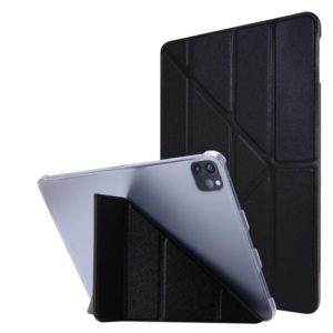 Silk Texture Horizontal Deformation Flip Leather Case with Three-folding Holder For iPad Air 2022 / 2020 10.9(Black) (OEM)