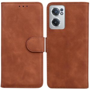 For OnePlus Nord CE 2 5G Skin Feel Pure Color Flip Leather Phone Case(Brown) (OEM)