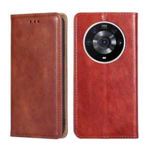For Honor Magic3 Pro Gloss Oil Solid Color Magnetic Leather Phone Case(Brown) (OEM)
