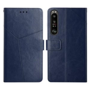 For Sony Xperia 1 Y Stitching Horizontal Flip Leather Phone Case(Blue) (OEM)