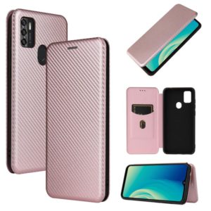For ZTE Blade A7s 2020 Carbon Fiber Texture Horizontal Flip TPU + PC + PU Leather Case with Card Slot(Pink) (OEM)