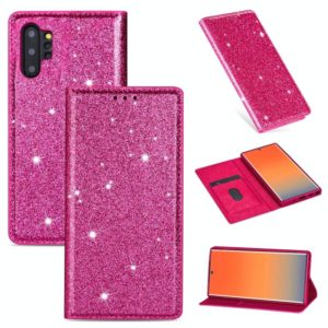 For Samsung Galaxy Note 10 Plus Ultrathin Glitter Magnetic Horizontal Flip Leather Case with Holder & Card Slots(Rose Red) (OEM)