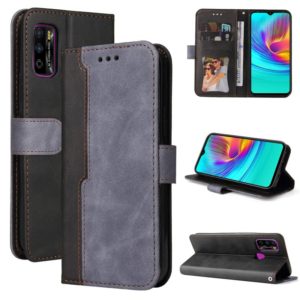 For Infinix Hot 9 Play Business Stitching-Color Horizontal Flip PU Leather Case with Holder & Card Slots & Photo Frame(Grey) (OEM)